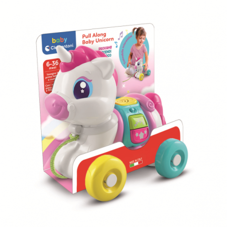 Clementoni-juguete bebé arrastre baby unicornio