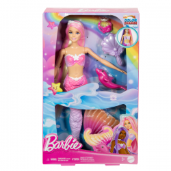 Barbie un toque de magia malibu sirena cambia de color