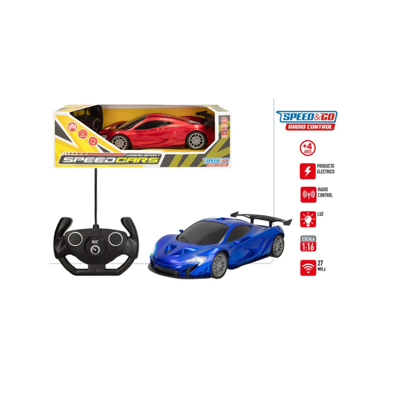 COCHE RC 1:16 4 FUNCTIONS 27 MHZ SPEED AND GO SURTIDO