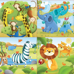 Puzzle progresivo animales salvajes 12+16+20+25 piezas
