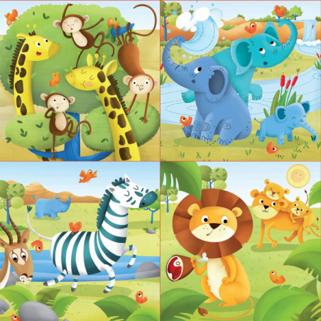 Puzzle progresivo animales salvajes 12+16+20+25 piezas