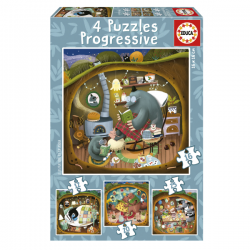 PUZZLES PROGRESIVOS 12-16-20-25 PIEZAS CUENTOS DEL BOSQUE