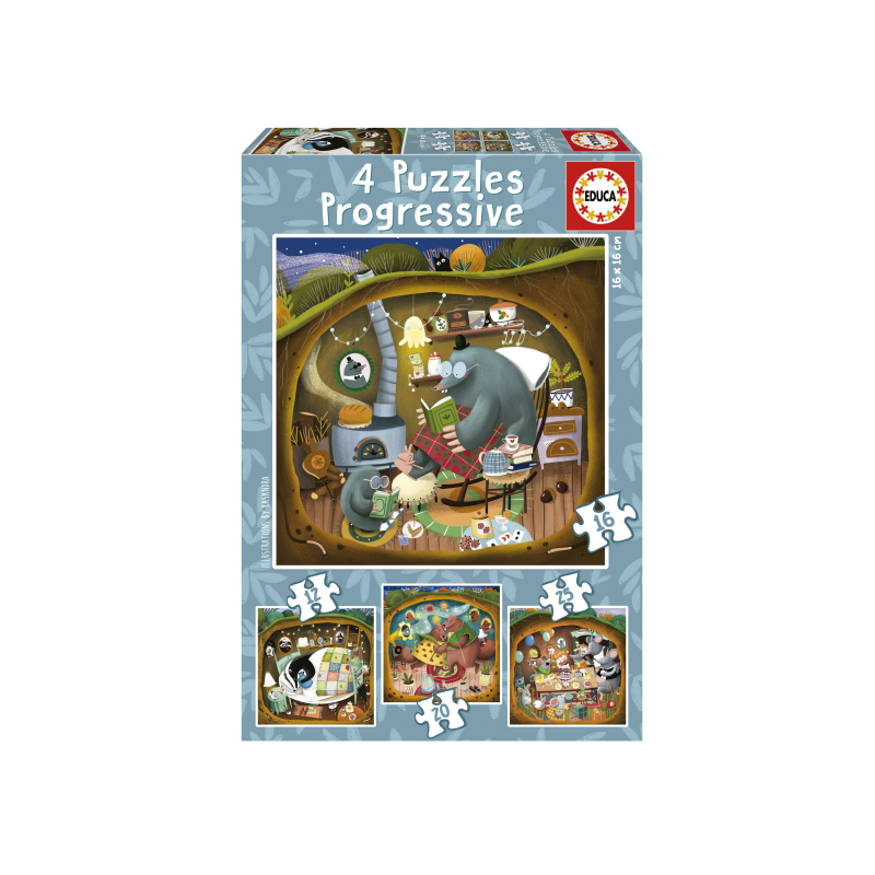 PUZZLES PROGRESIVOS 12-16-20-25 PIEZAS CUENTOS DEL BOSQUE