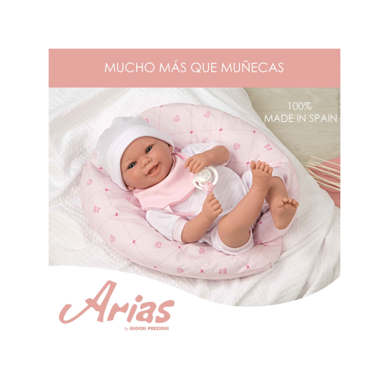 ELEGANCE 40 CM EDUR ROSA CON COJIN (MUÑECO CON PESO)