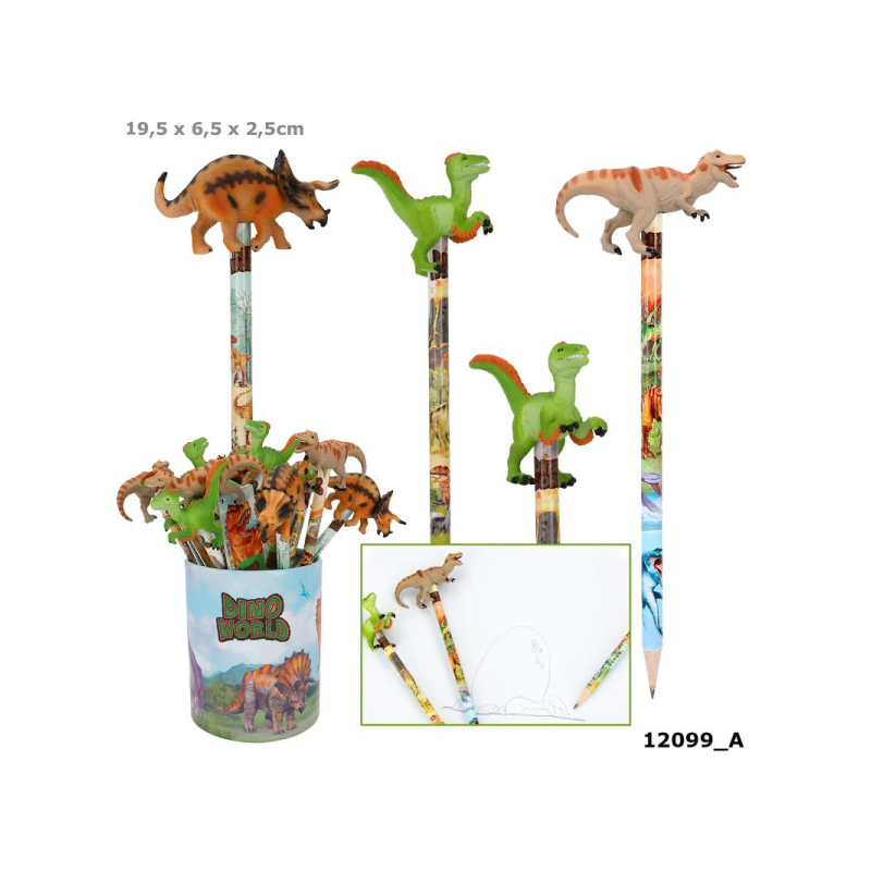 DINO WORLD LAPIZ CON FIGURA DINO