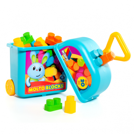 Carrito con 20 bloques azul