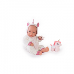 Recien nacida con disfraz de unicornio 42 cm