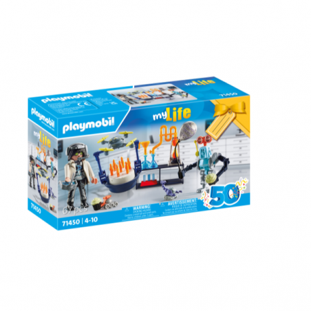 Investigador con robots
