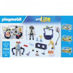 Investigador con robots