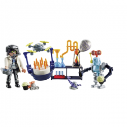 Investigador con robots