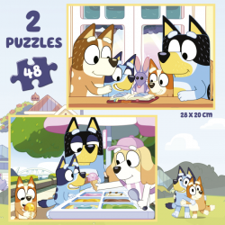 Puzzle 2x48 piezas maleta bluey