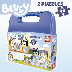 Puzzle 2x48 piezas maleta bluey