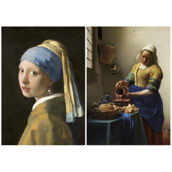 Puzzle 2x1000 piezas la joven de la perla+la lechera vermeer