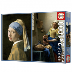 Puzzle 2x1000 piezas la joven de la perla+la lechera vermeer