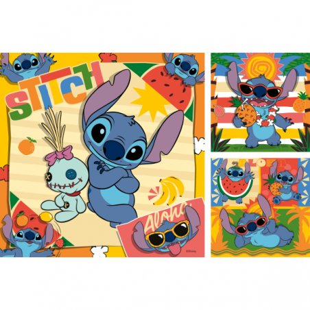 Puzzle 3x49 piezas disney stitch