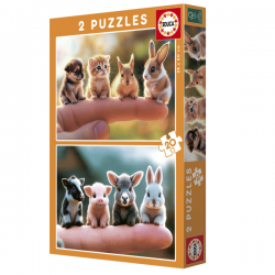 Puzzle bebes animales 2x20 piezas