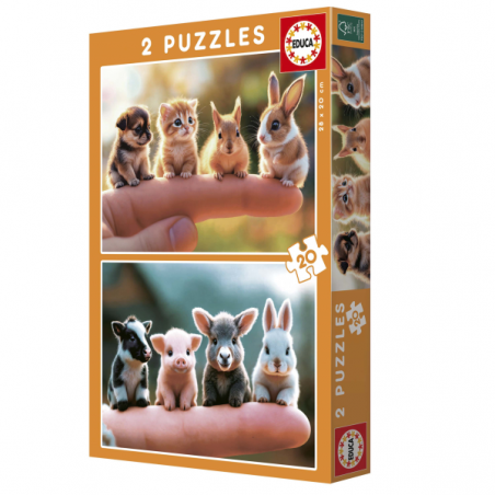 Puzzle bebes animales 2x20 piezas
