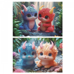 Puzzle 2x100 piezas monstruos adorables