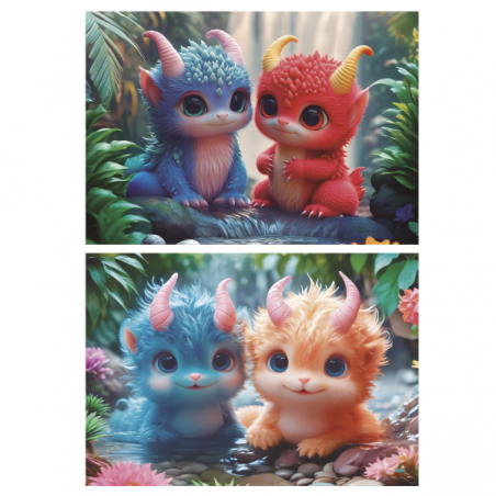 Puzzle 2x100 piezas monstruos adorables