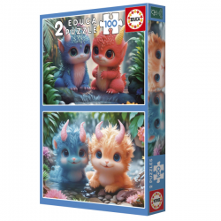 Puzzle 2x100 piezas monstruos adorables