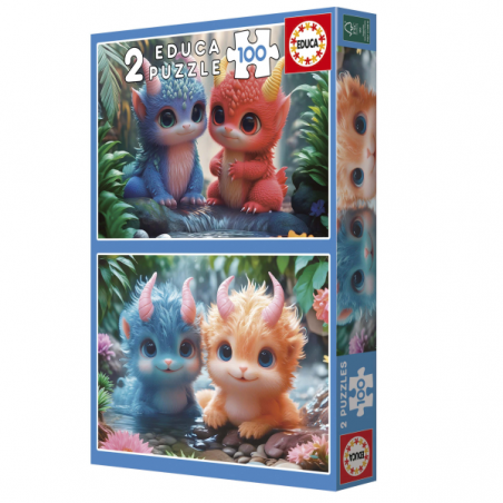 Puzzle 2x100 piezas monstruos adorables