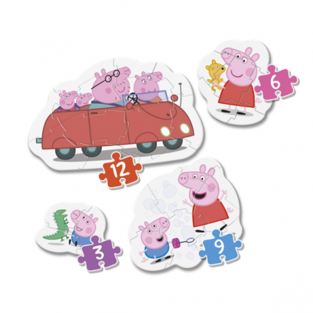 Puzzle peppa pig 3+6+9+12 piezas