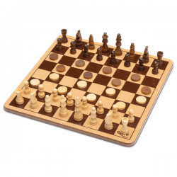 Ajedrez damas de madera metal box (madera fsc)