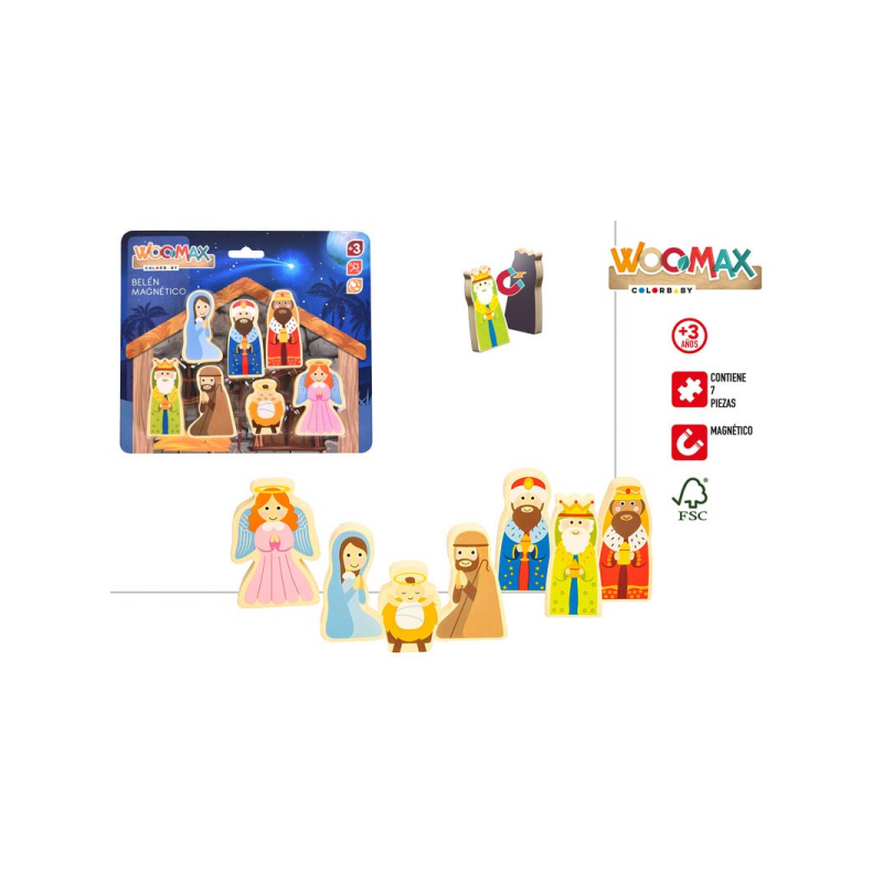 7 FIGURAS BELEN MADERA MAGNETICAS WOOMAX-BL