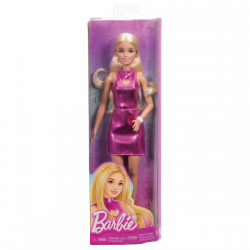 Barbie fashionistas muñeca con vestido rosa metalizado