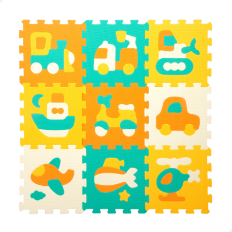 Pack 9 piezas puzzle eva-vehiculos