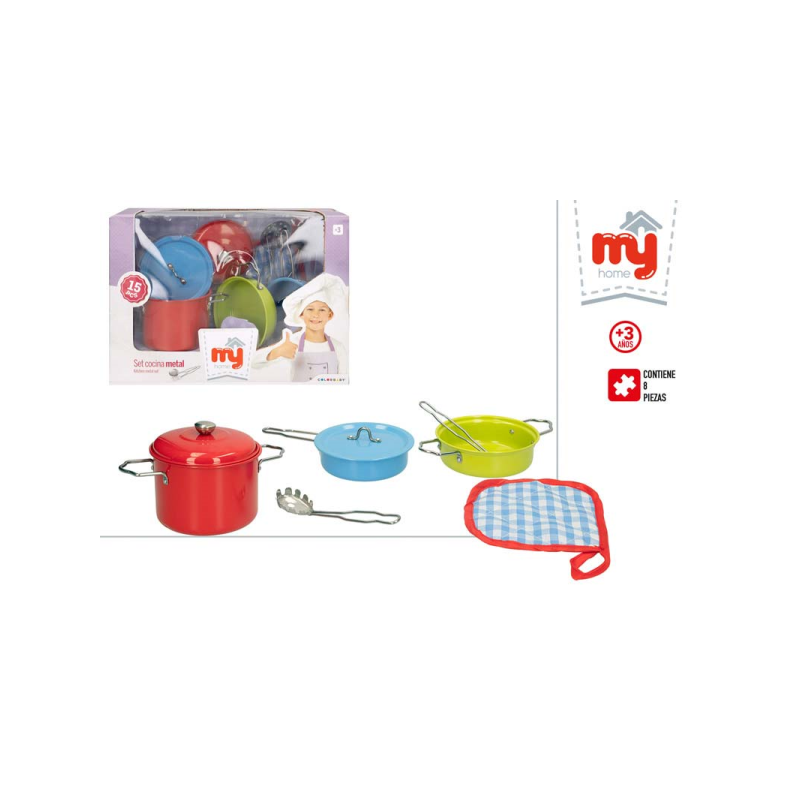 SET COCINA METAL 8PCS MY HOME SURTIDO