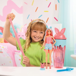 Barbie pop reveal fiesta de animales muñeca con vaso rosa