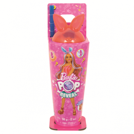 Barbie pop reveal fiesta de animales muñeca con vaso rosa