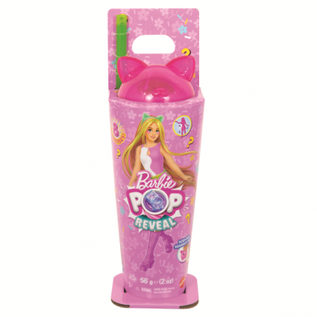 Barbie pop reveal fiesta de animales muñeca con vaso naranja