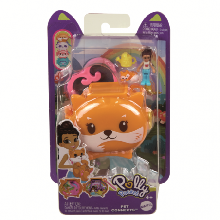Polly pocket estuche para mini figuras panda rojo