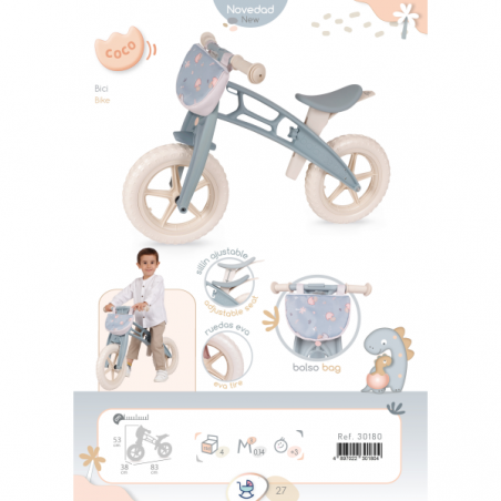 Mi primera bici con ruedas de eva bolso y siilin regulables coco