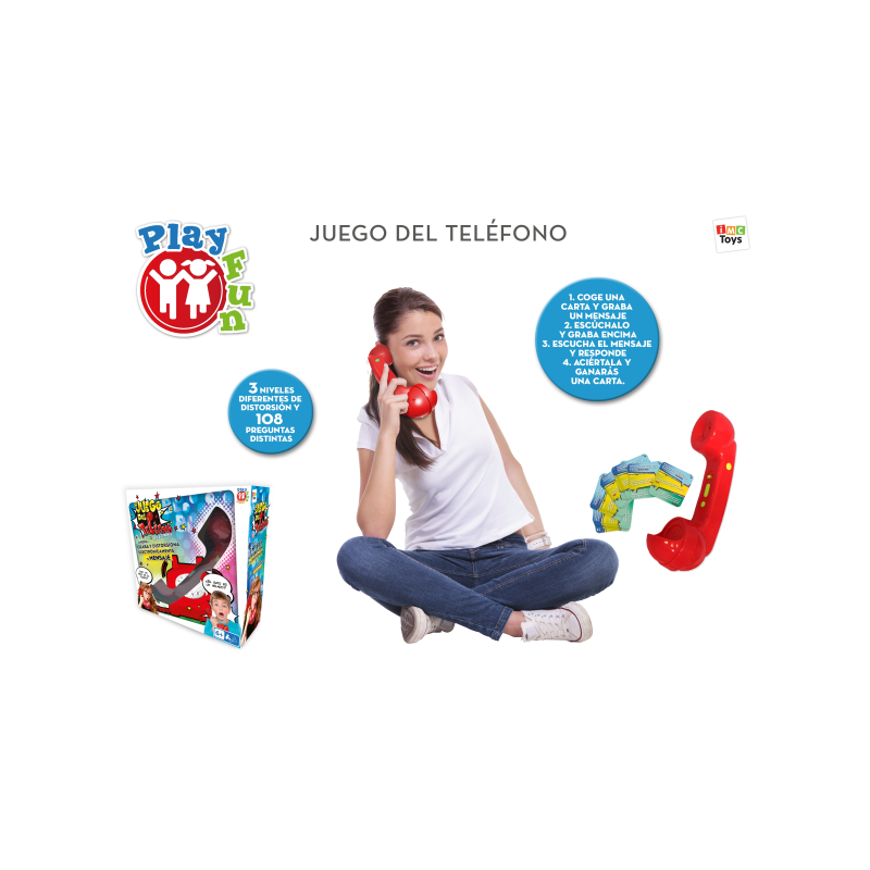 Es un juego electrónico familiar inspirado en el juego popular del teléfono. Hay 108 temáticas para