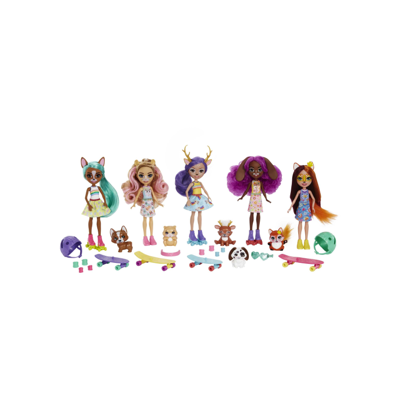 ENCHANTIMALS CITY TAILS PACK 5 MUÑECAS SKATE