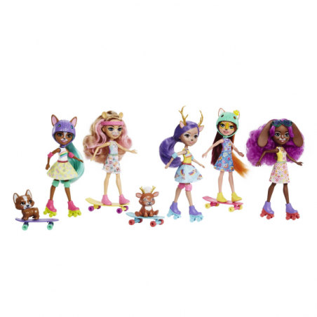 Enchantimals city tails pack 5 muñecas skate