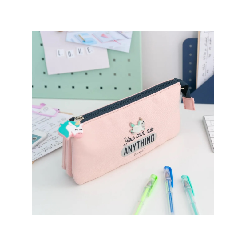 ESTUCHE TRIPLE - UNICORNIO - YOU CAN DO ANYTHING
