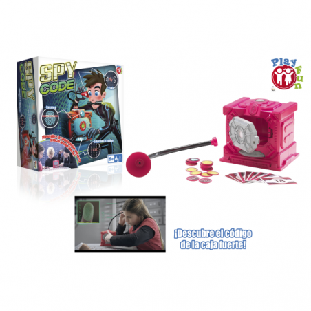 SPY CODE. Juego infantil con look espías donde tienes que descubrir el código secreto de una caja fu