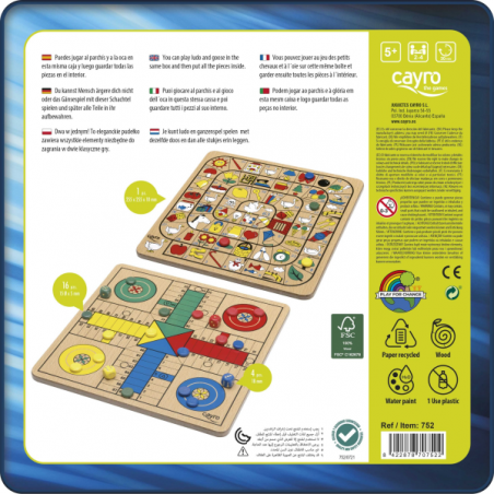 Parchis oca de madera metal box