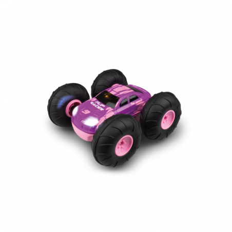 Rc 2 stunt car flip racer rosa (con luz led)