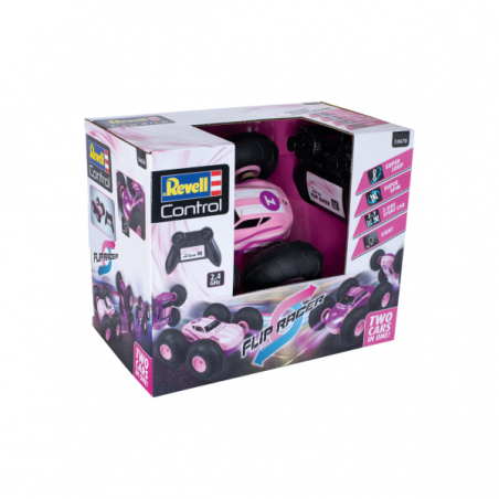Rc 2 stunt car flip racer rosa (con luz led)