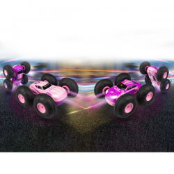 Rc 2 stunt car flip racer rosa (con luz led)
