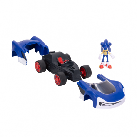 Sonic de vehiculo customizable con figura extraible de 7 cm -shadow & sonic surtido.