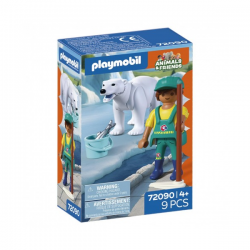 Zoo: oso polar y cuidador...