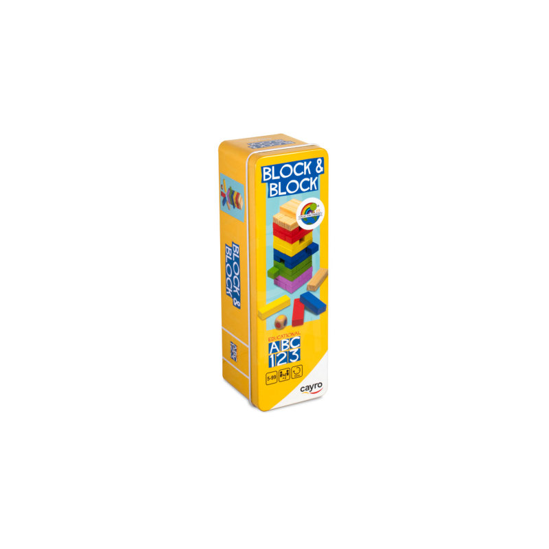 BLOCK AND BLOCK DE MADERA EN CAJA DE METAL