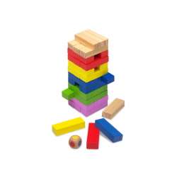 Block and block de madera en caja de metal