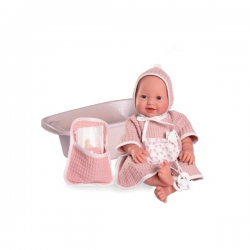Recien nacida mia hace pipí 42cm capita de baño y set bañera cuerpo vinilo y sexuado